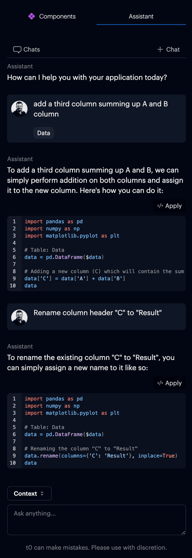 Chat interface showcase