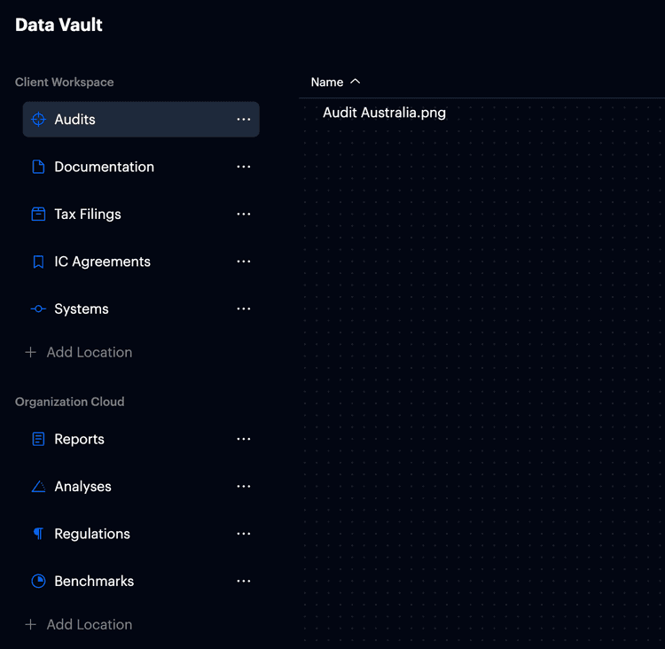 Vault interface showcase